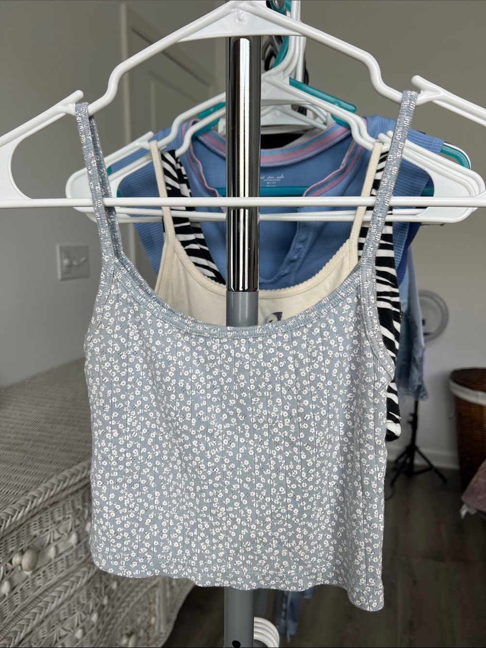Brandy Melville light blue floral tank